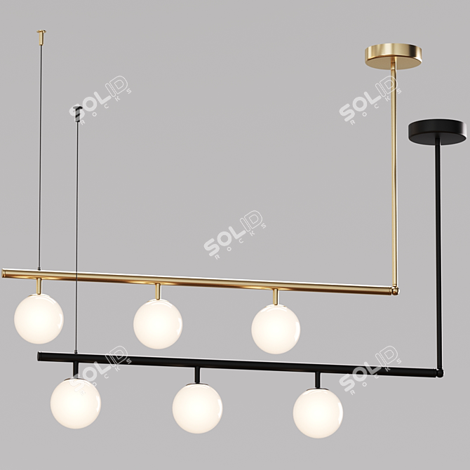 Modern Gold and Black Pendant Lights 3D model image 3