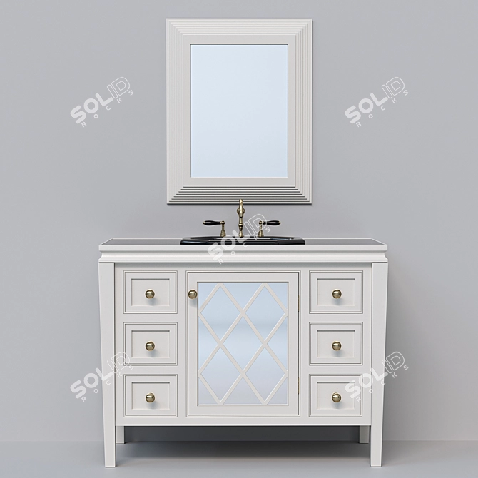 Modern Bathroom Furniture Set 3D model image 1