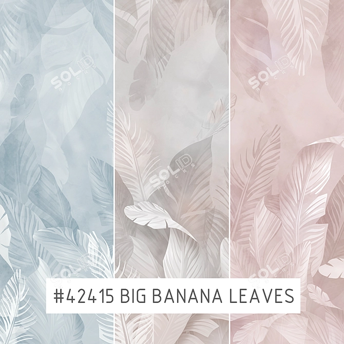 Tropical Vibes: 42415 Banana Leaves Wallpapers 3D model image 1