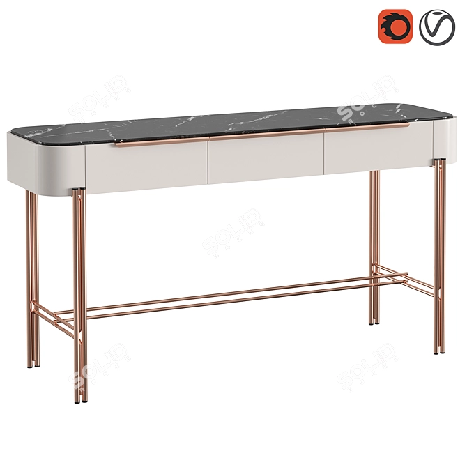 Modern Bamboo Console, Praddy - NATUR Collection 3D model image 1