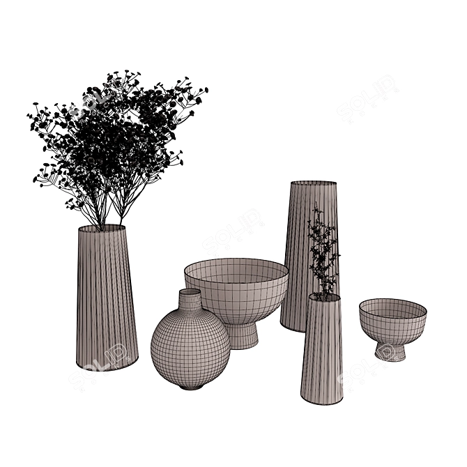 Elegant Brass Vases by West Elm 3D model image 2