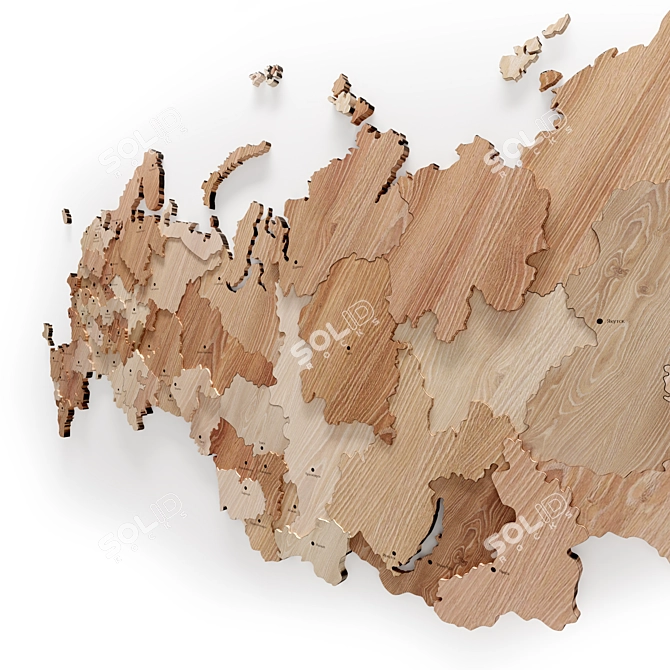 Russian Wooden Map: City Names 3D model image 10