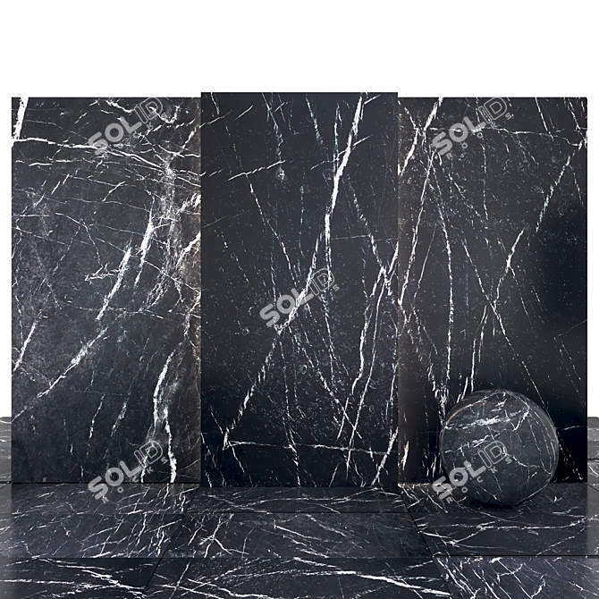 Black Marquina Marble Slabs & Tiles 3D model image 2