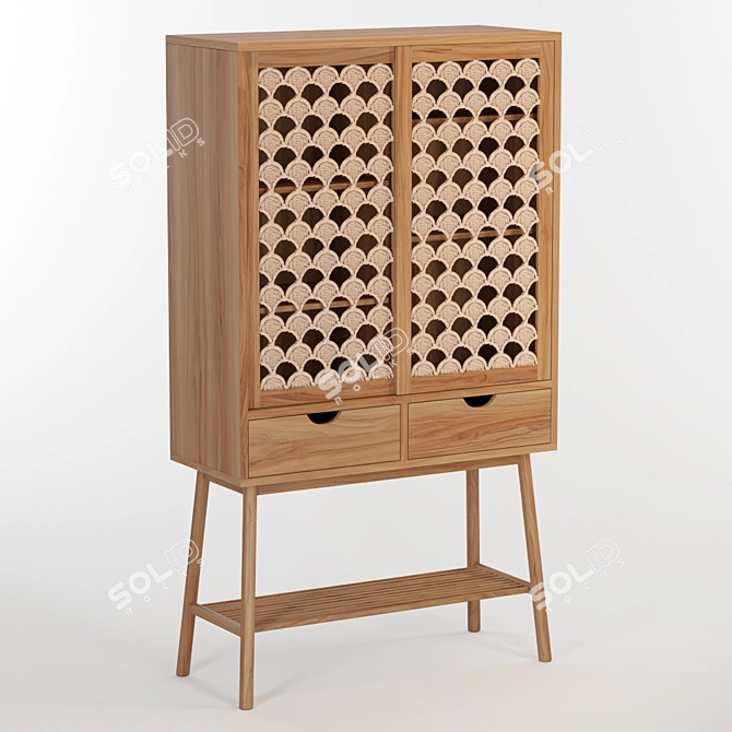 Teak Palma Bookcase: Elegant and Durable 3D model image 1