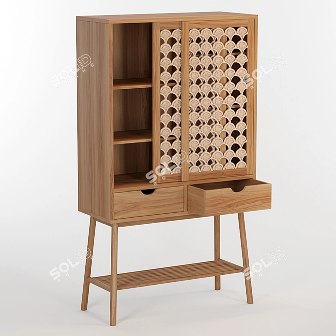 Teak Palma Bookcase: Elegant and Durable 3D model image 2