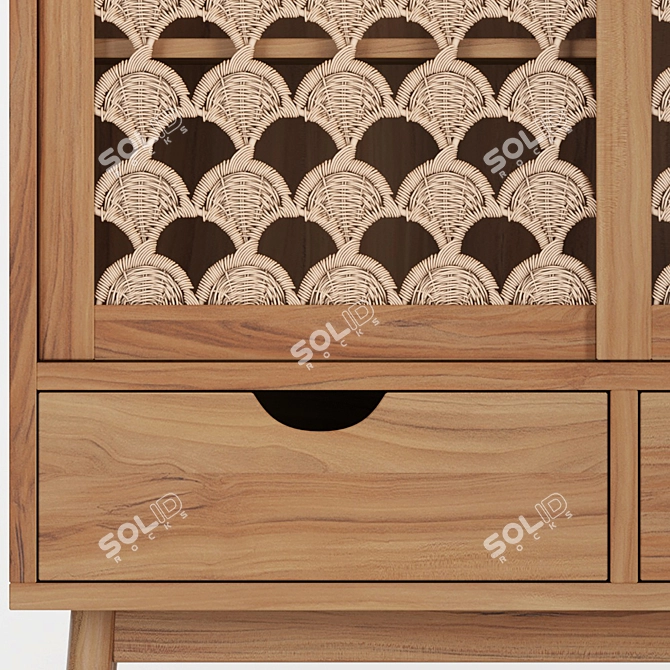 Teak Palma Bookcase: Elegant and Durable 3D model image 3