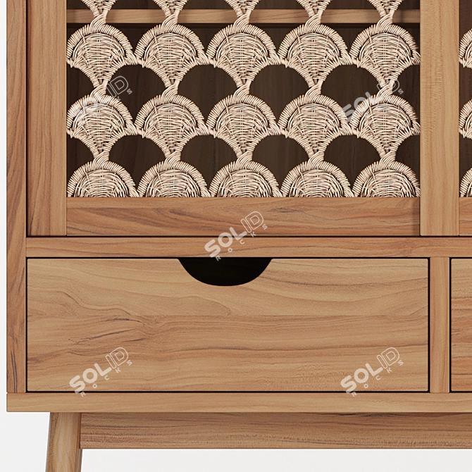 Teak Palma Bookcase: Elegant and Durable 3D model image 5