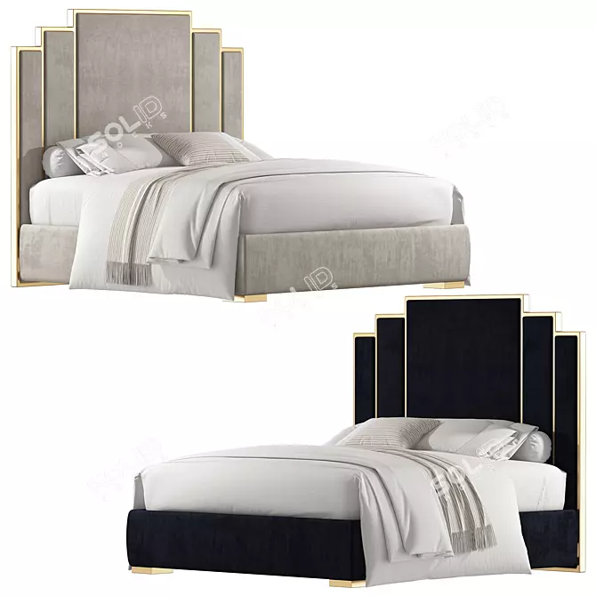 Elegant Double Bed - 1800mm x 2000mm 3D model image 1