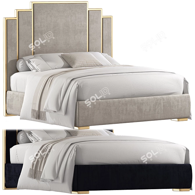 Elegant Double Bed - 1800mm x 2000mm 3D model image 8