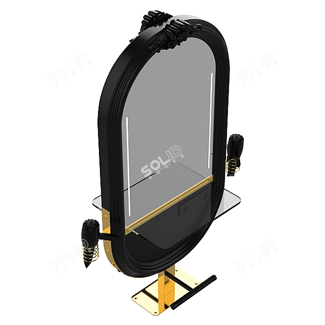 Black Hairdresser Table Mirror 3D model image 1