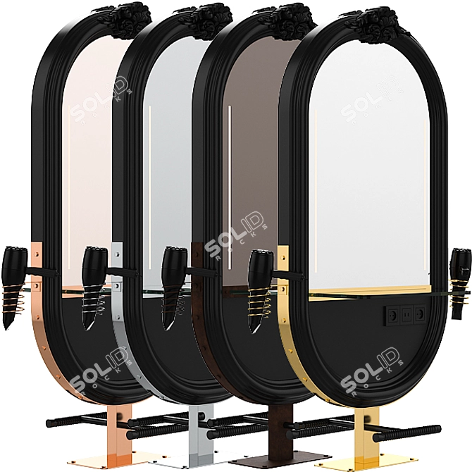 Black Hairdresser Table Mirror 3D model image 7