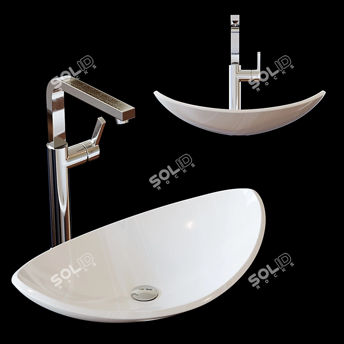 Graceful Petal-shaped Sink - Grazia 3D model image 1