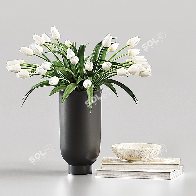 Elegant Tulip Bouquet Decor Set 3D model image 1