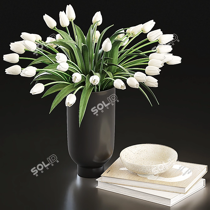 Elegant Tulip Bouquet Decor Set 3D model image 2