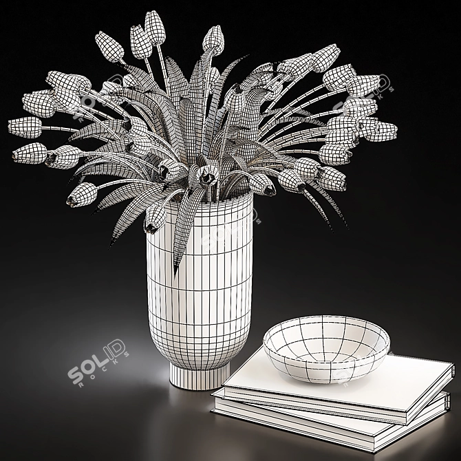 Elegant Tulip Bouquet Decor Set 3D model image 5