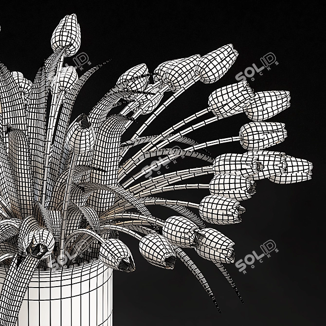 Elegant Tulip Bouquet Decor Set 3D model image 6