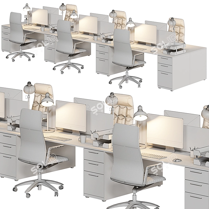 Sleek Office Set: High Detail & Optimized 3D model image 7