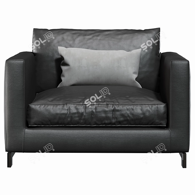 Modern Reversi Leather Armchair 3D model image 3