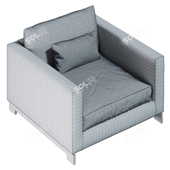 Modern Reversi Leather Armchair 3D model image 5