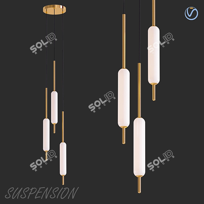 Typha Suspension Light: Modern Design, LED, Brass Finish 3D model image 3