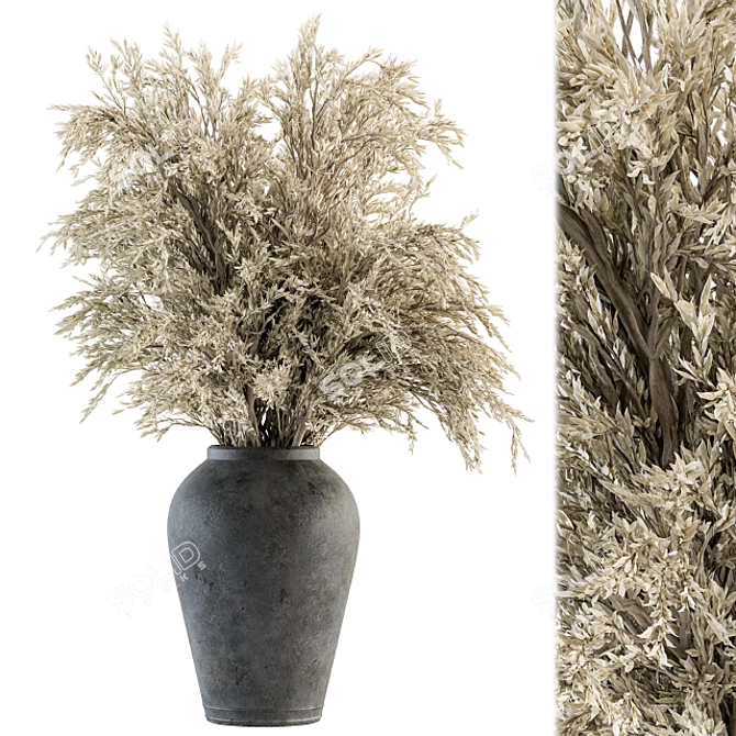 Vibrant Botanical Trio: Big Dried Plants 3D model image 1