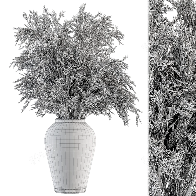 Vibrant Botanical Trio: Big Dried Plants 3D model image 5