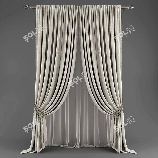 Modern Poly Blend Curtains 3D model image 1