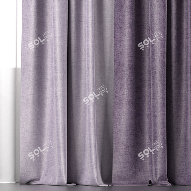 Elegant Curtain Set with Tulle 3D model image 2