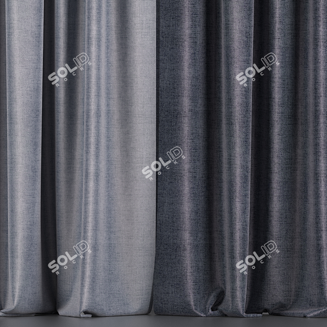 Elegant Curtain Set with Tulle 3D model image 3