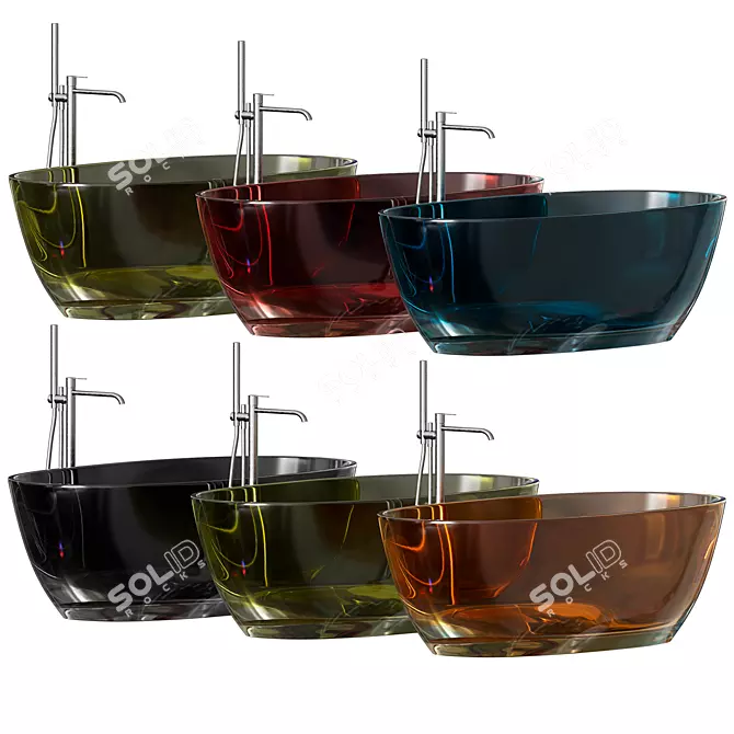 Reflex Color Bathtub: Harmony in Transparent Luxury 3D model image 1