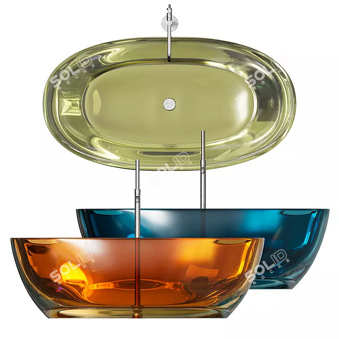 Reflex Color Bathtub: Harmony in Transparent Luxury 3D model image 2