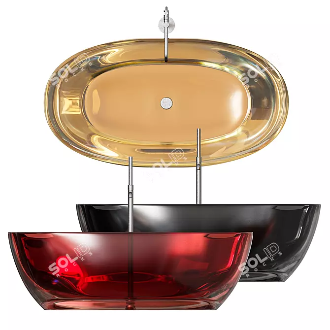 Reflex Color Bathtub: Harmony in Transparent Luxury 3D model image 3