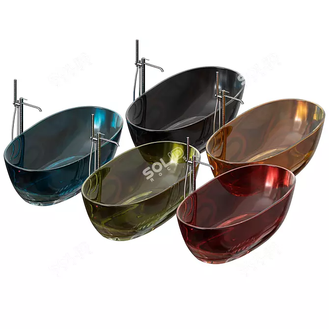 Reflex Color Bathtub: Harmony in Transparent Luxury 3D model image 4