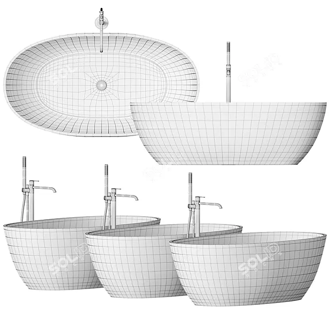 Reflex Color Bathtub: Harmony in Transparent Luxury 3D model image 5