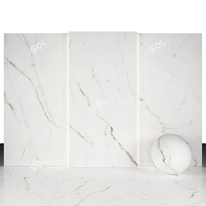 Elegant White Marble Tiles 3D model image 1