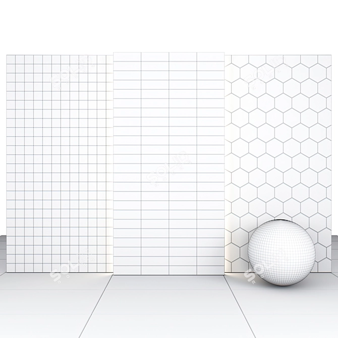 Elegant White Marble Tiles 3D model image 4