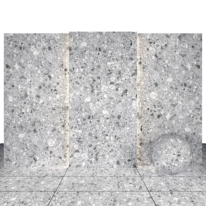 Elegant Terrazzo Light Stone Slabs 3D model image 2