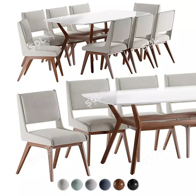 Modern 4-Piece Dining Set 3D model image 1