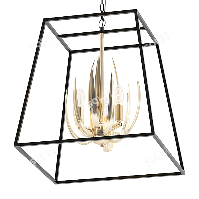 Elegant Lotus Cage Chandelier 3D model image 1