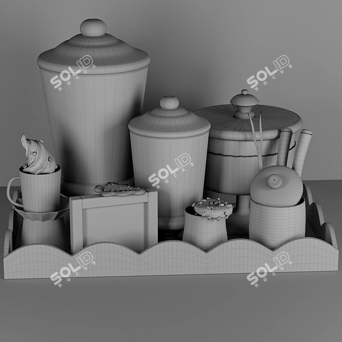 Sweet Treats Tray: Marshmallow, Coffee, Cake & More 3D model image 2