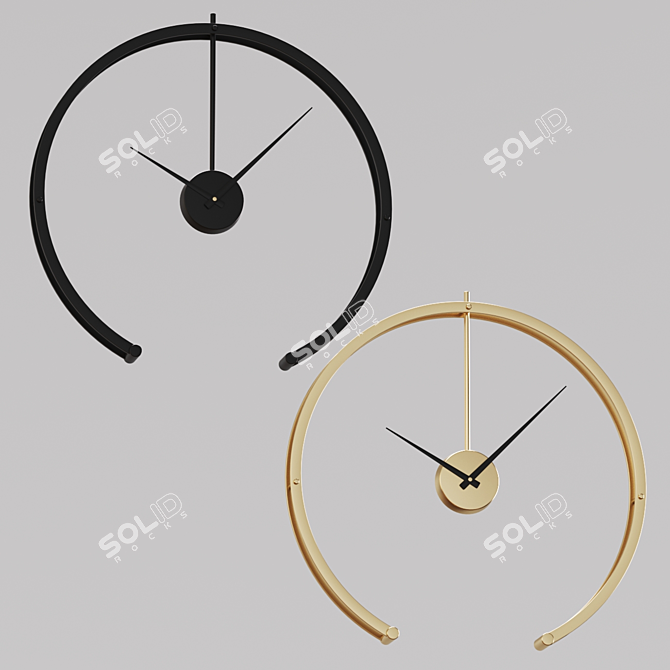 Sleek Metallic Wall Clock 3D model image 2
