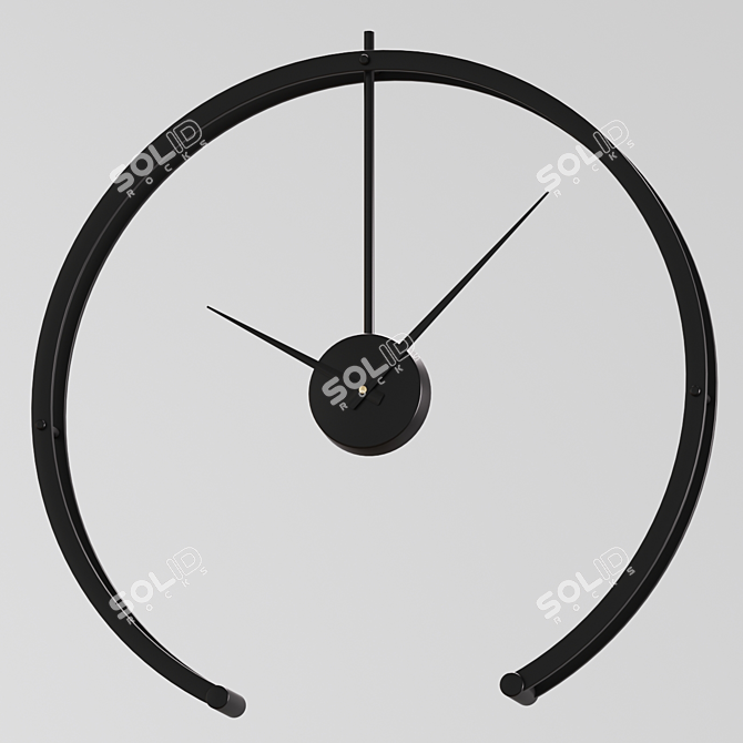 Sleek Metallic Wall Clock 3D model image 3