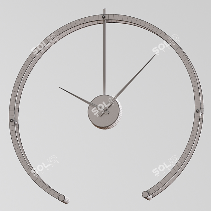 Sleek Metallic Wall Clock 3D model image 4