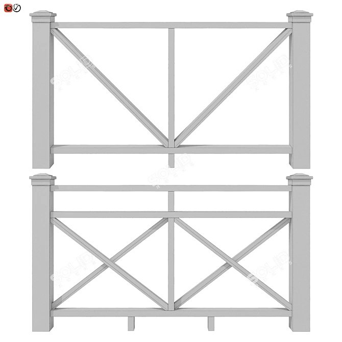 Stylish Terrace Railing Set 3D model image 2