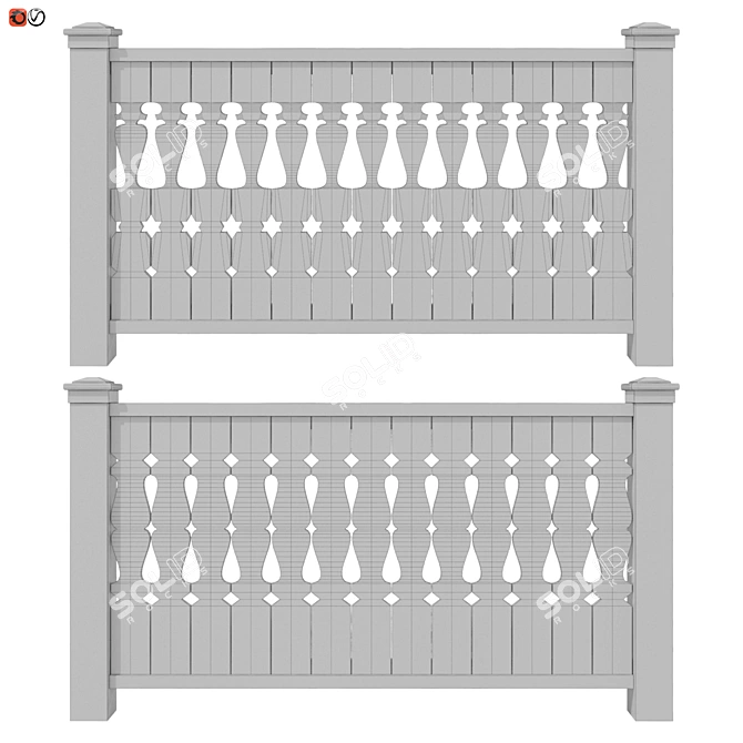 Modern Handrail and Terrace Railing Set 3D model image 2