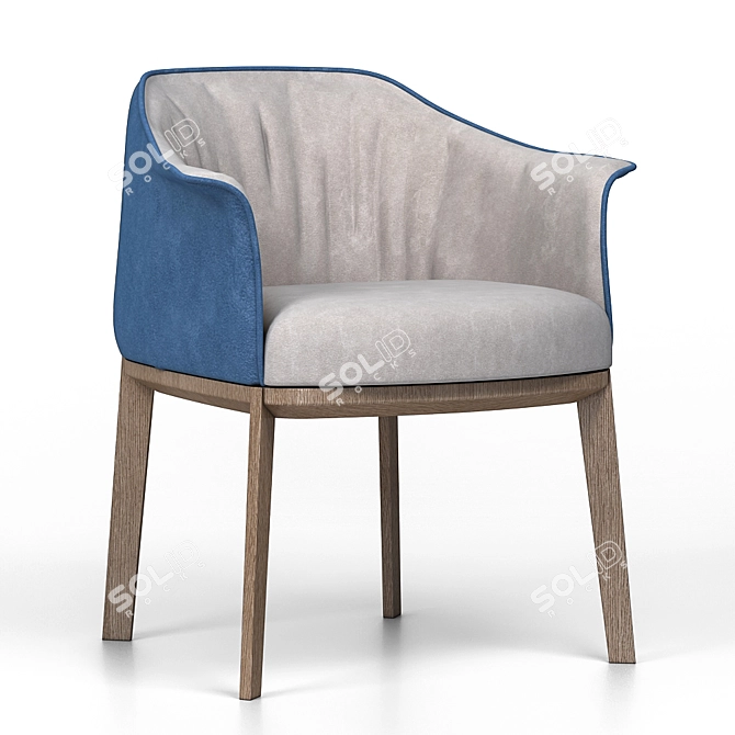 Elegant Fabric Wood Dining Chair 3D model image 1