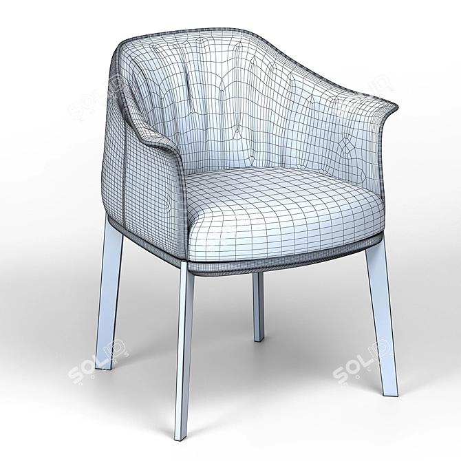 Elegant Fabric Wood Dining Chair 3D model image 4