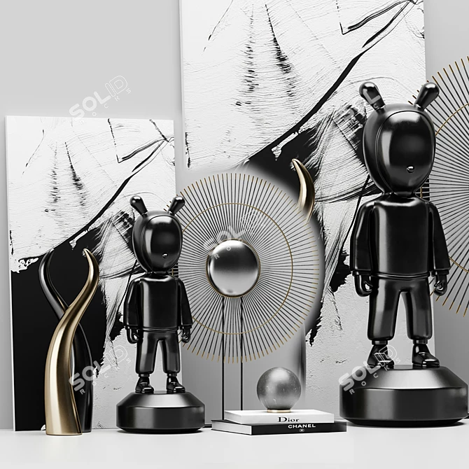 Elegant Black Decor Set - The Guest 3D model image 2