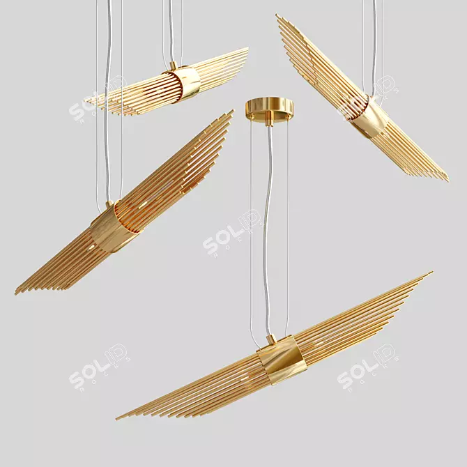 Vintage Bronze Pendant Light 3D model image 1