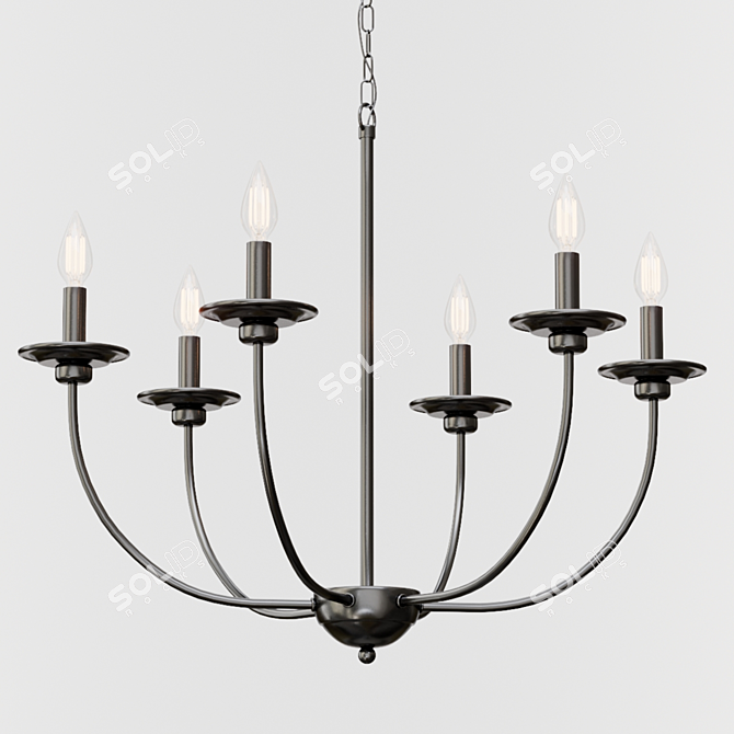 Modern Metal Chandelier: Elegant Luminary for your Space 3D model image 2